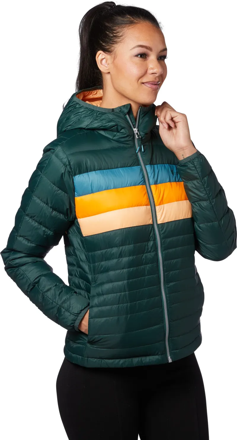 Cotopaxi Womens Fuego Down Hooded Jacket - Dark Forest Stripes-4